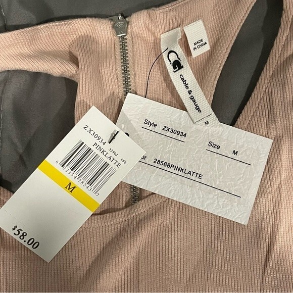 NWT NWT Cable & Gauge Pink Latte Rib Knit Sleeveless Top Size Medium - Picture 9 of 9